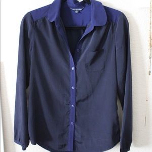 Two-tone button up blouse